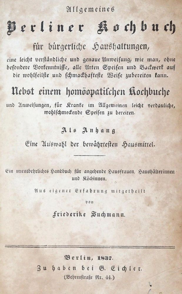 Große Abbildung Nr.1: 139-611 Suchmann,F.: (Küche und Haushalt, Kochbücher, Berlin)