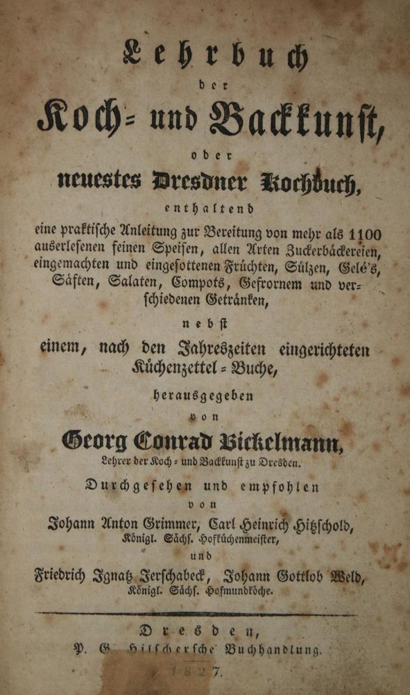 Große Abbildung Nr.1: 139-612 Bickelmann,G.C.: (Küche und Haushalt, Kochbücher)