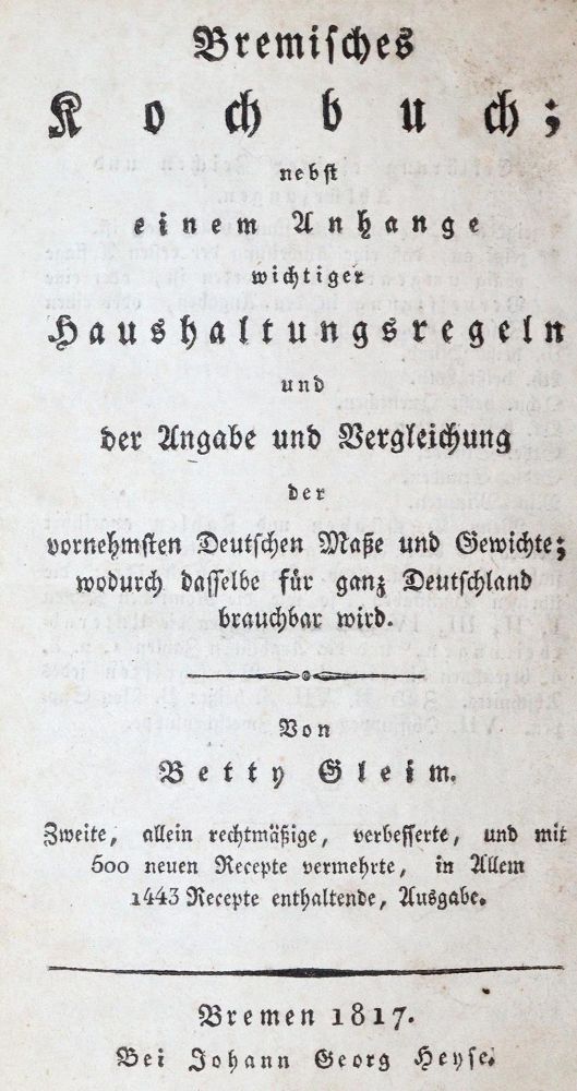 Große Abbildung Nr.1: 139-615 Gleim,B.: (Küche und Haushalt, Kochbücher, Bremen)