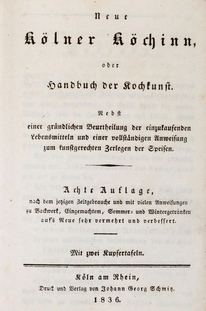 Große Abbildung Nr.2: 139-625 Neue Kölner Köchinn,: (Küche und Haushalt, Kochbücher, Köln)