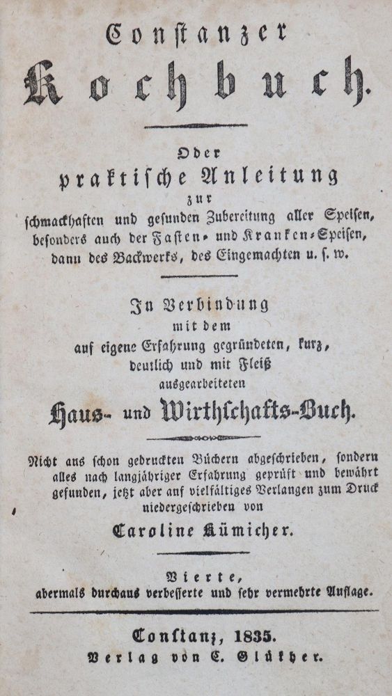 Große Abbildung Nr.1: 139-626 Kümicher,C.: (Küche und Haushalt, Kochbücher, Konstanz)
