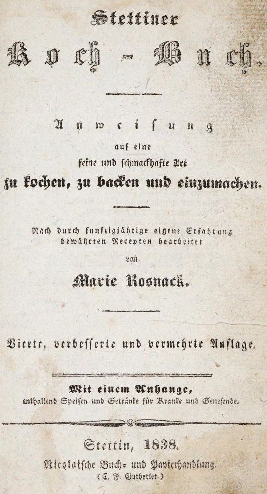 Große Abbildung Nr.1: 139-632 Rosnack,M.: (Küche und Haushalt, Kochbücher, Stettin)