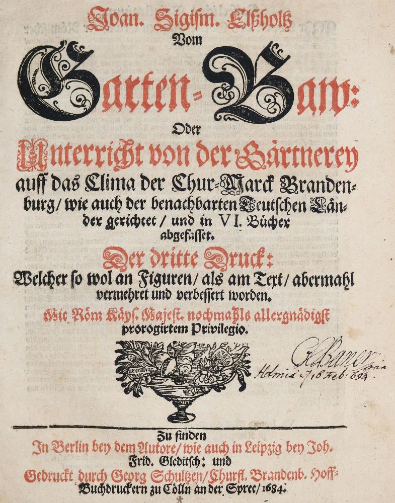 Große Abbildung Nr.1: 139-647 Elsholtz,J.S.: (Land- und Forstwirtschaft, Garten)