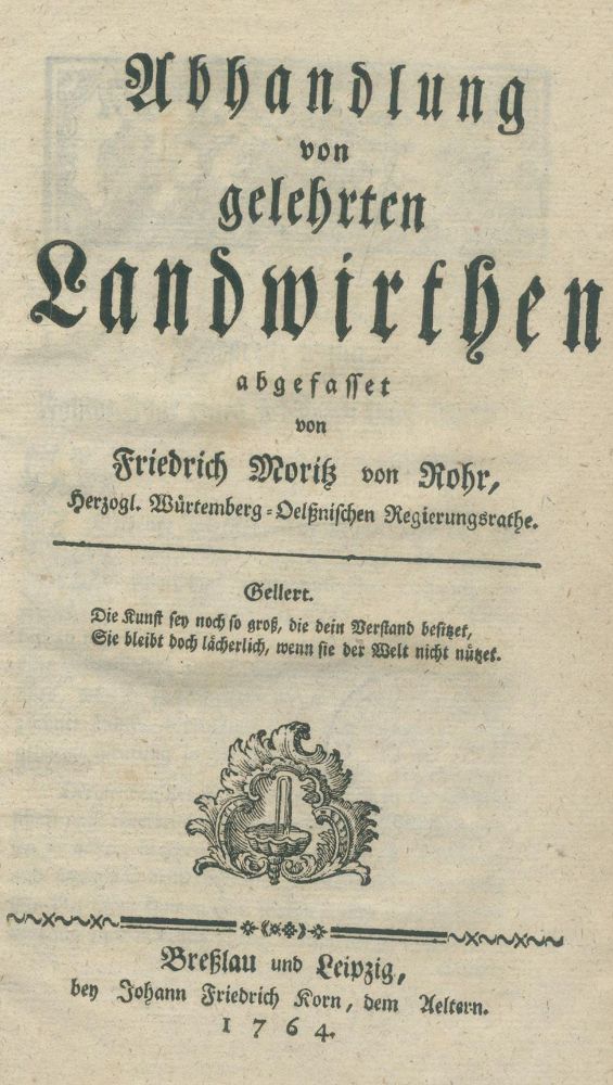 Große Abbildung Nr.1: 139-661 Rohr,F.M.v.: (Land- und Forstwirtschaft, Landwirtschaft)