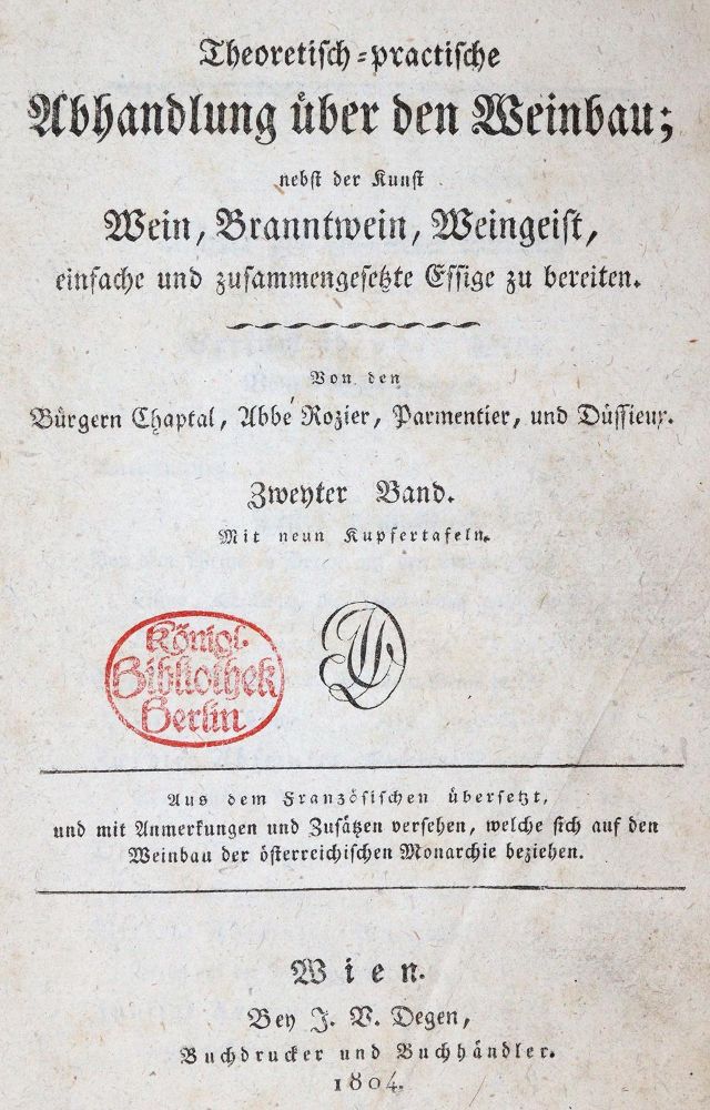 Große Abbildung Nr.3: 139-688 Parmentier,A.A. u.a.: (Land- und Forstwirtschaft, Wein und Weinbau)