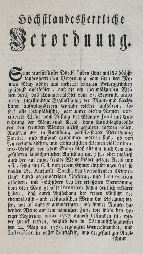 Große Abbildung Nr.1: 139-819 Kreitmayr,J.A.: (Einblattdrucke u. Flugschriften, Wein und Weinbau)