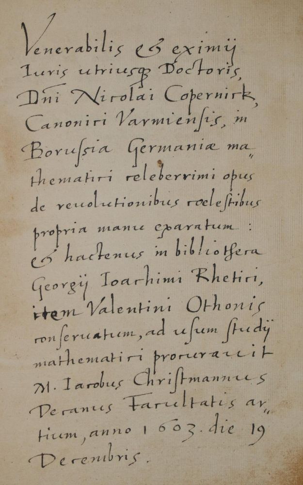 Große Abbildung Nr.1: 139-826 Kopernikus,N.: (Faksimile)