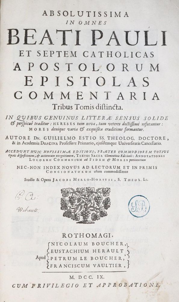 Große Abbildung Nr.1: 139-87 Estius,W.: (Alte Drucke, Handschriften und Theologie)