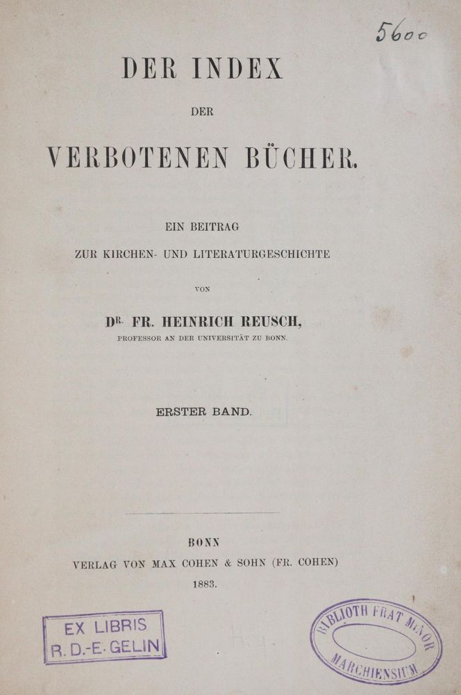 Große Abbildung Nr.1: 139-871 Reusch,F.H.: (Bibliographie und Buchwesen)