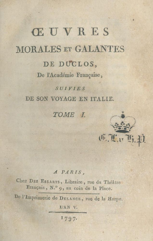 Große Abbildung Nr.1: 139-899 Duclos, (C.P.).: (Erotika - Galantes)