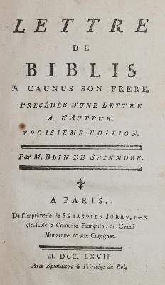 Bild Nr.1: 139-1017 Blin de Sainmore,(A.M.H.).: (Literatur und illustrierte Bücher bis 19.Jahrhundert)