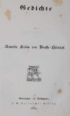 Bild Nr.1: 139-1027 Droste-Hülshoff,A.v.: (Literatur und illustrierte Bücher bis 19.Jahrhundert)