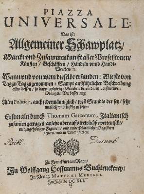 Bild Nr.1: 139-103 Garzoni,T.: (Alte Drucke, Handschriften und Theologie)