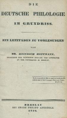 Bild Nr.1: 139-1080 Hoffmann (von Fallersleben),A.H.: (Literatur und illustrierte Bücher bis 19.Jahrhundert)