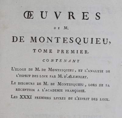 Bild Nr.1: 139-1127 Montesquieu,(C.de Secondat).: (Literatur und illustrierte Bücher bis 19.Jahrhundert)