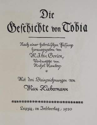 Bild Nr.1: 139-1280 Gorion,M.J. bin (Hrsg.).: (Literatur und illustrierte Bücher 20.Jahrhundert - Alte Literatur in modernen Ausgaben)