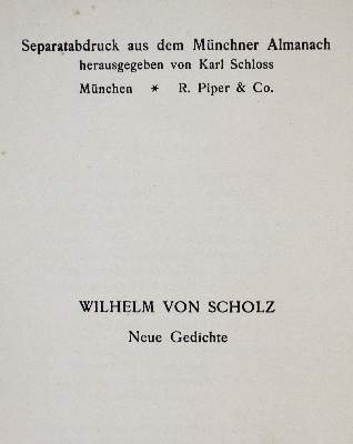 Bild Nr.3: 139-1421 Scholz,W.v.: (Literatur und illustrierte Bücher 20.Jahrhundert - Alte Literatur in modernen Ausgaben)