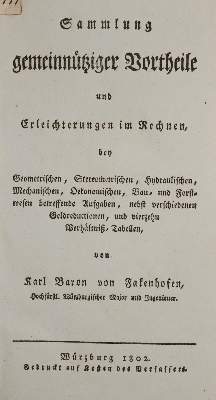 Bild Nr.1: 139-1755 Fakenhofen,K.v.: (Verschiedene Gebiete - Varia, Mathematik)