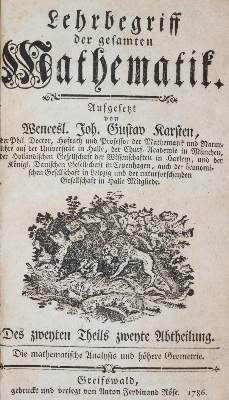 Bild Nr.1: 139-1759 Karsten,W.J.G.: (Verschiedene Gebiete - Varia, Mathematik)