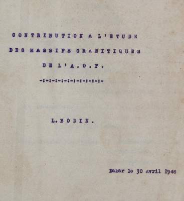 Bild Nr.1: 139-1829 Bodin,L.: (Afrika, Geologie - Mineralogie u. Paläontologie)