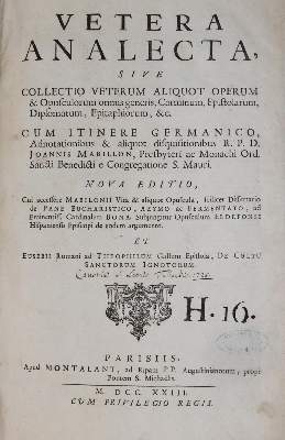 Bild Nr.1: 139-189 Mabillon,J.: (Alte Drucke, Handschriften und Theologie)