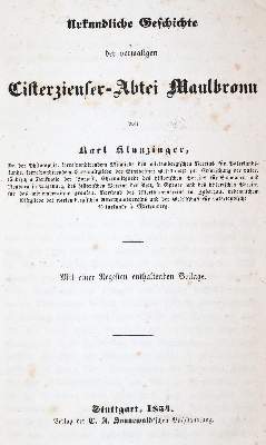 Bild Nr.1: 139-1986 Klunzinger,K.: (Deutschland, Maulbronn)