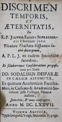 Bild Nr.1: 139-211 Nierenberg,J.E.: (Alte Drucke, Handschriften und Theologie)