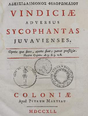 Bild Nr.1: 139-268 Vindiciae adversus: (Sykophantenstreit, Österreich)
