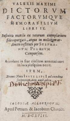 Bild Nr.1: 139-281 Valerius Maximus.: (Alte Drucke, Handschriften und Theologie)