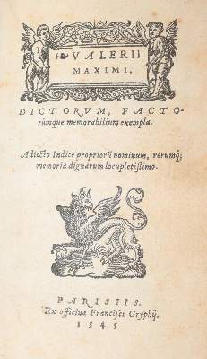 Bild Nr.1: 139-282 Valerius Maximus.: (Alte Drucke, Handschriften und Theologie)
