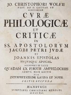 Bild Nr.1: 139-287 Wolf,J.Ch.: (Alte Drucke, Handschriften und Theologie)