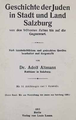 Bild Nr.1: 139-346 Altmann,A.: (Judaica)