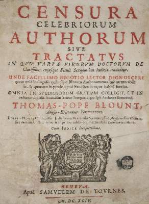 Bild Nr.1: 139-45 Blount,T.P.: (Alte Drucke, Handschriften und Theologie)