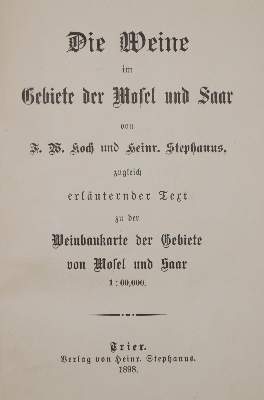 Bild Nr.1: 139-591 Koch,F.W. u. H.Stephanus.: (Küche und Haushalt, Getränke, Wein)