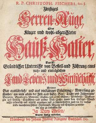 Bild Nr.1: 139-608 Fischer,C.: (Küche und Haushalt, Hausväterliteratur)