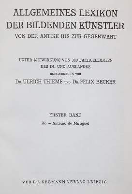 Bild Nr.1: 139-789 Thieme,U. u. F.Becker.: (Kunstwissenschaft)