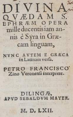 Bild Nr.1: 139-81 Ephraem Syrus.: (Alte Drucke, Handschriften und Theologie)