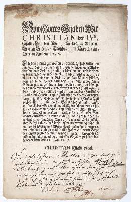 Bild Nr.1: 139-817 Christian IV, Herzog von Pfalz-Zweibrücken.: (Einblattdrucke u. Flugschriften)