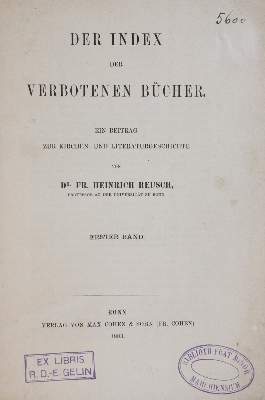 Bild Nr.1: 139-871 Reusch,F.H.: (Bibliographie und Buchwesen)