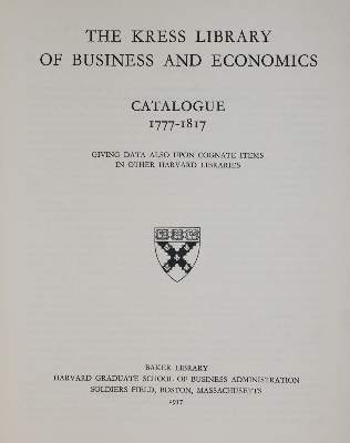 Bild Nr.1: 139-886 Kress Library, The,: (Wirtschaft)