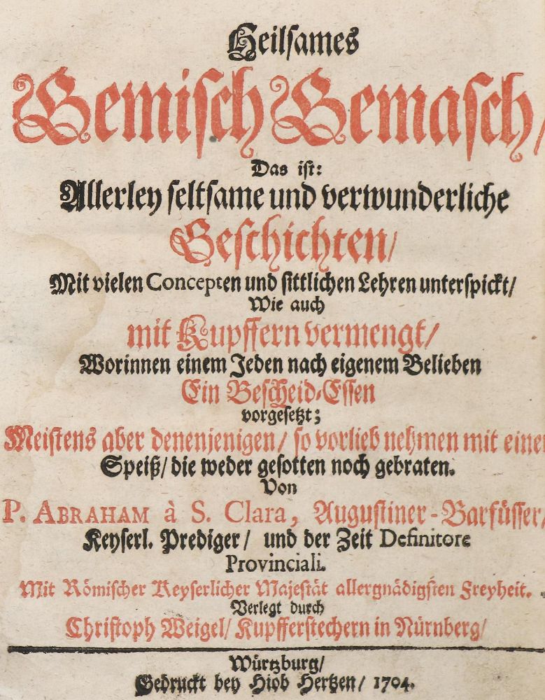 Große Abbildung Nr.1: 140-1 Abraham a Santa Clara (d.i. U.Megerle).: (Alte Drucke, Handschriften und Theologie)