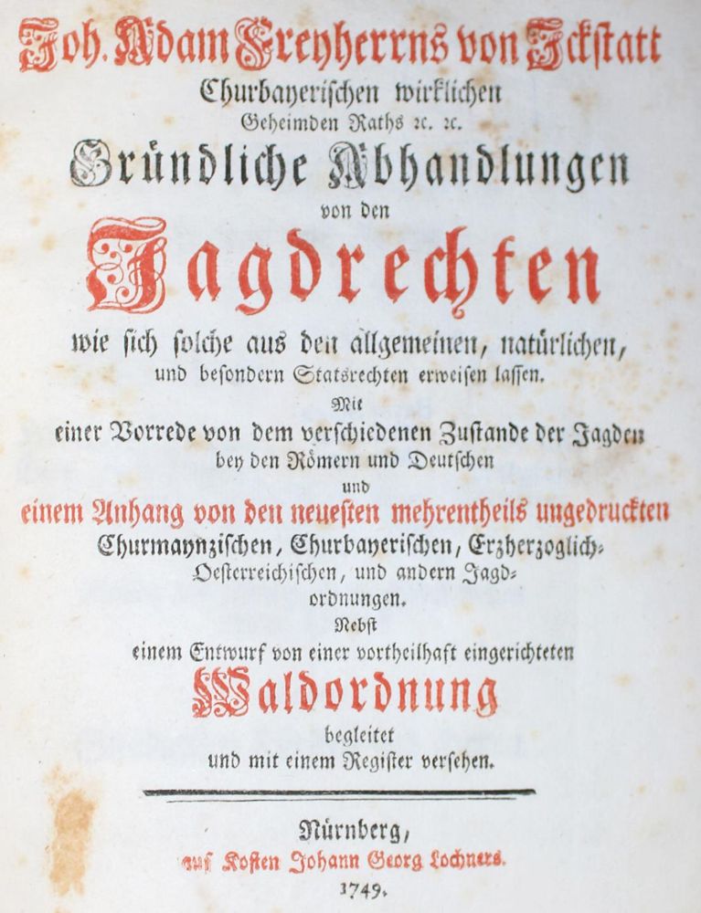 Große Abbildung Nr.1: 140-1027 Ickstatt,J.A.v.: (Jagd)