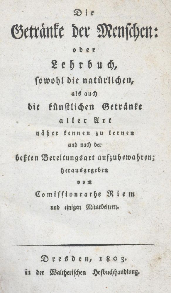 Große Abbildung Nr.1: 140-1040 Riem,(J.).: (Küche und Haushalt, Getränke)