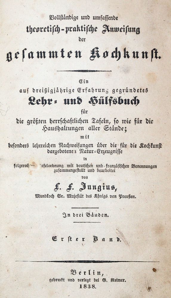 Große Abbildung Nr.1: 140-1053 Jungius,L.F.: (Küche und Haushalt, Kochbücher)