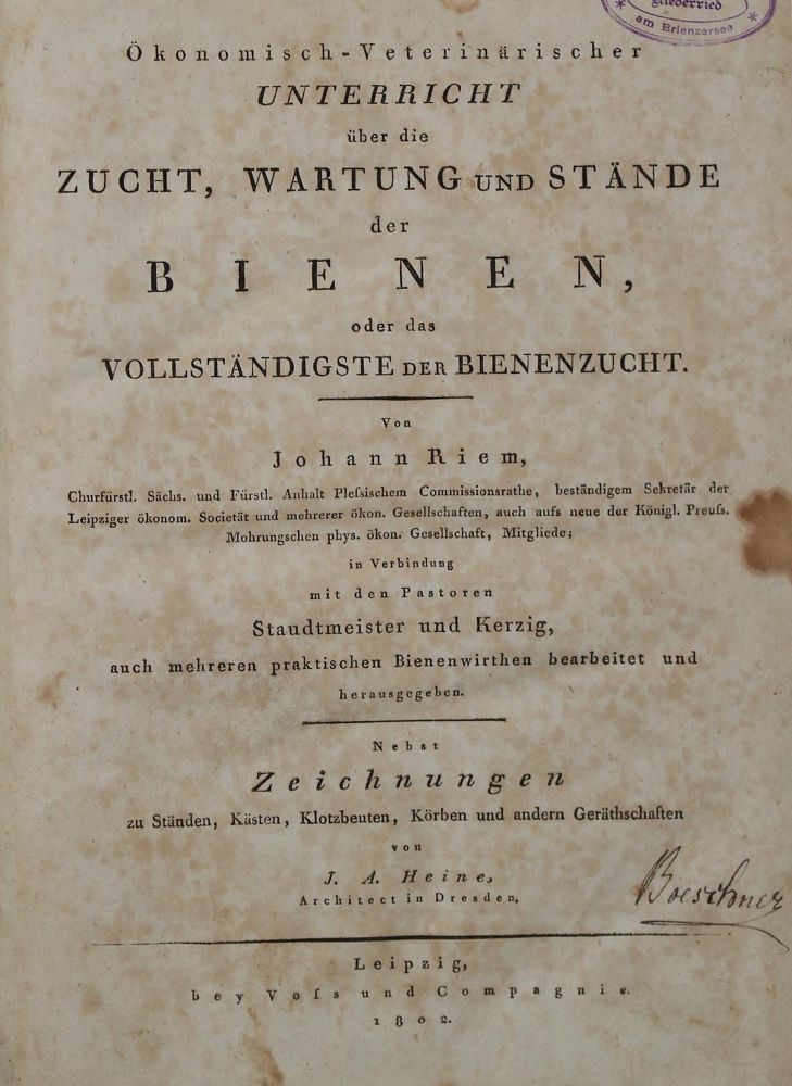 Große Abbildung Nr.1: 140-1086 Riem,J.: (Land- und Forstwirtschaft, Tierhaltung, Imkerei)