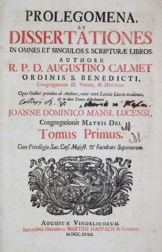 Große Abbildung Nr.1: 140-119 Calmet,A.: (Alte Drucke, Handschriften und Theologie)