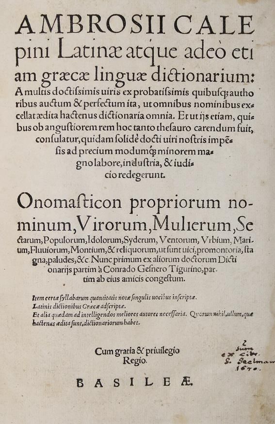 Große Abbildung Nr.1: 140-1226 Calepinus,A.: (Lexika - Wörterbücher - Sprachwissenschaften)