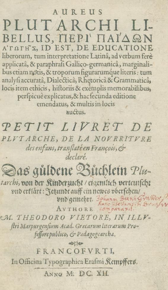 Große Abbildung Nr.1: 140-1335 Plutarchus.: (Pädagogik)