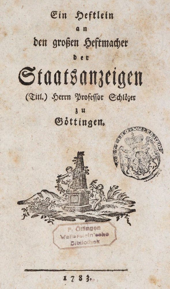 Große Abbildung Nr.1: 140-1354 Ein Heftlein an den großen Heftmacher: (Amberger Justizmord, Schlözer)
