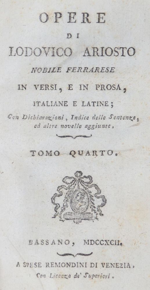 Große Abbildung Nr.1: 140-1356 Ariosto,L.: (Literatur und illustrierte Bücher bis 19.Jahrhundert)